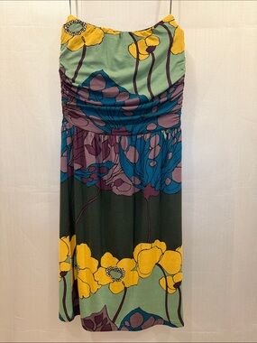 Sweetees Yellow Green Blue Floral Midi Dress